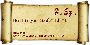 Hellinger Szólát névjegykártya